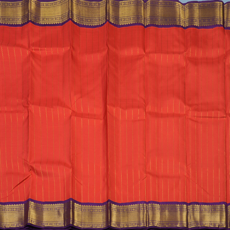 Hayagrivas Handloom Pinkish-Red Kanjivaram Silk Saree with Purple Border KBE2523C24-1