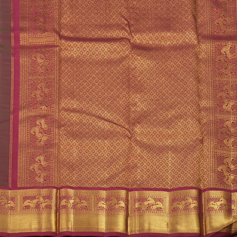 Hayagrivas Handloom Green Kanjivaram Silk Saree with Maroon Border KBE2523C27-1