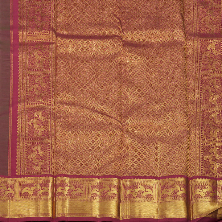 Hayagrivas Handloom Green Kanjivaram Silk Saree with Maroon Border KBE2523C27-1