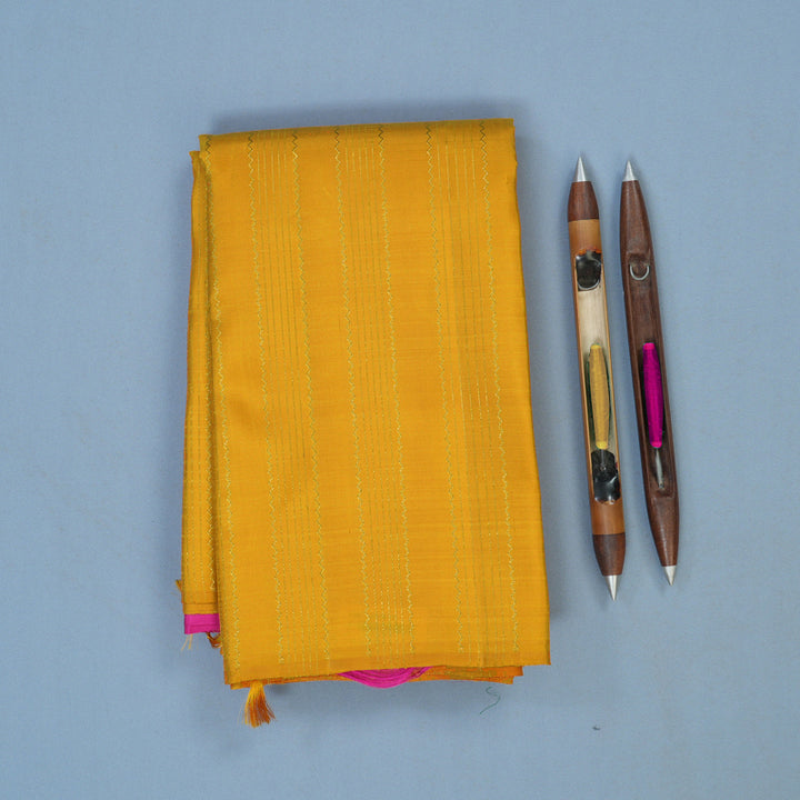 Hayagrivas Handloom Yellow Kanjivaram Silk Saree KBE2523C28-1