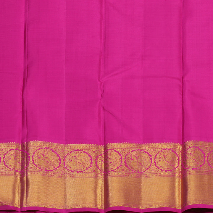 Hayagrivas Handloom Half-White Kanjivaram Silk Saree with Rani Pink Border KBE2523C30-1