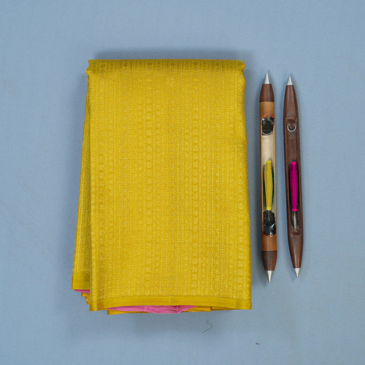 Hayagrivas Handloom Lemon Yellow Kanjivaram Silk Saree KBE2523C37-1