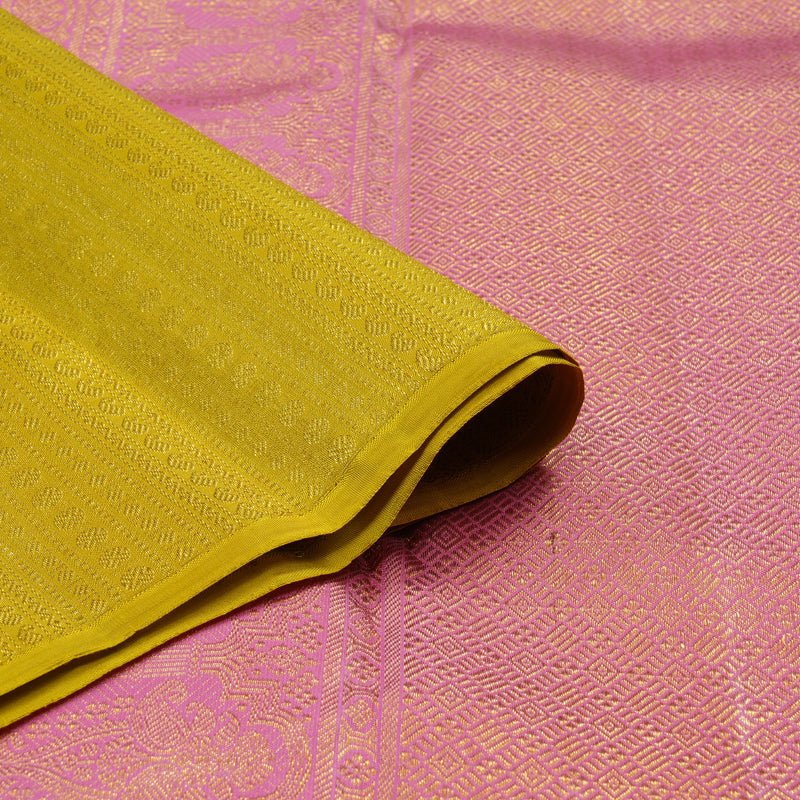 Hayagrivas Handloom Lemon Yellow Kanjivaram Silk Saree KBE2523C37-1