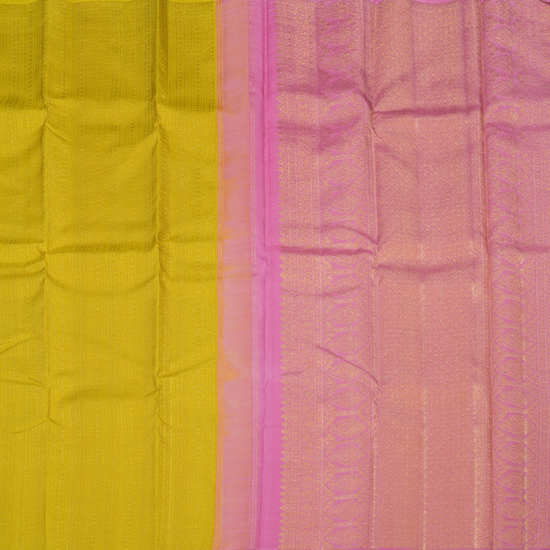 Hayagrivas Handloom Lemon Yellow Kanjivaram Silk Saree KBE2523C37-1
