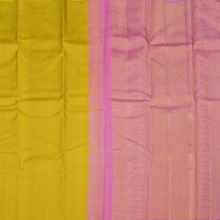 Hayagrivas Handloom Lemon Yellow Kanjivaram Silk Saree KBE2523C37-1