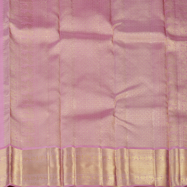 Hayagrivas Handloom Half-White Kanjivaram Silk Saree with Rose Pink Border KBE2523C43-1