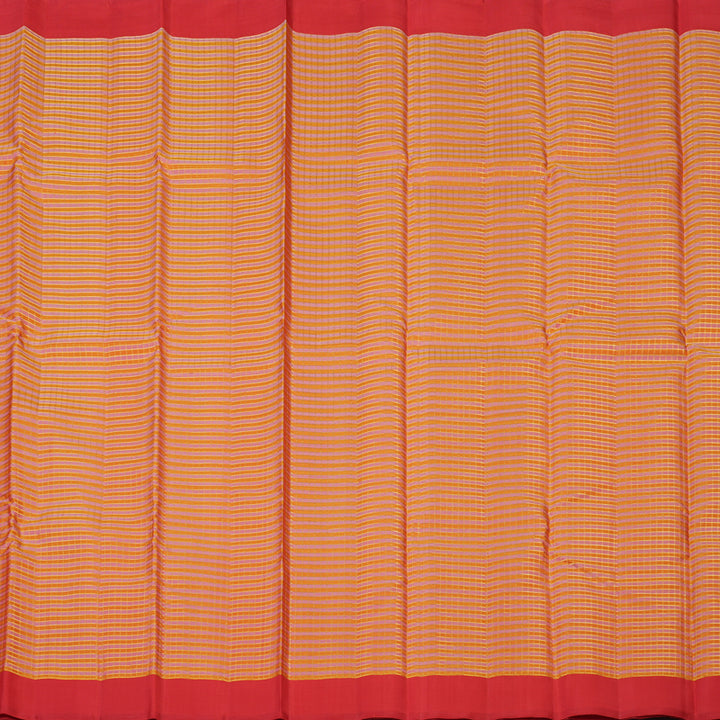 Hayagrivas Handloom Pink & Orange Checks Kanjivaram Silk Saree with Red Border KBE2523C49-2