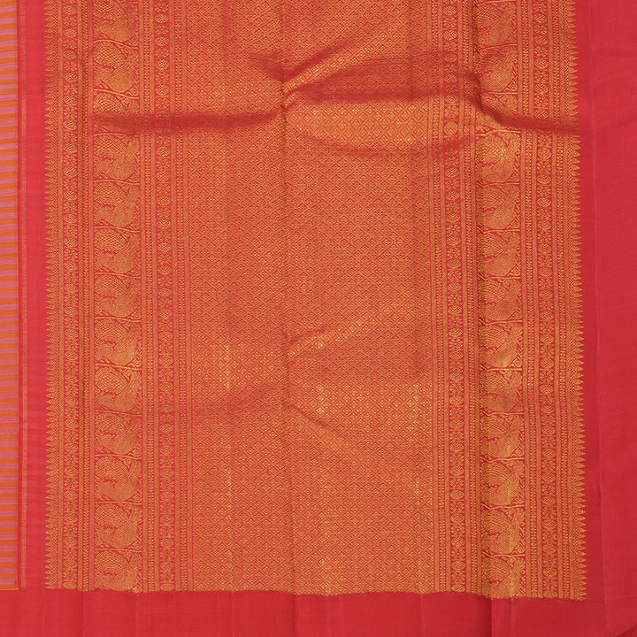 Hayagrivas Handloom Pink & Orange Checks Kanjivaram Silk Saree with Red Border KBE2523C49-2