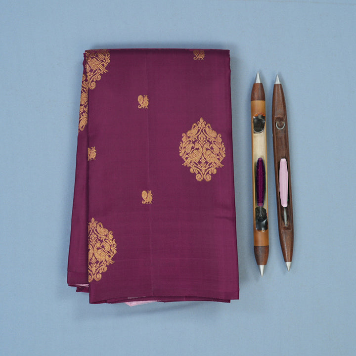 Hayagrivas Handloom Purple Kanjivaram Silk Saree KBE2523C9-1