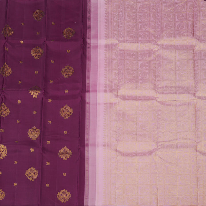 Hayagrivas Handloom Purple Kanjivaram Silk Saree KBE2523C9-1