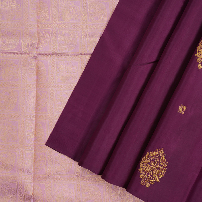 Hayagrivas Handloom Purple Kanjivaram Silk Saree KBE2523C9-1