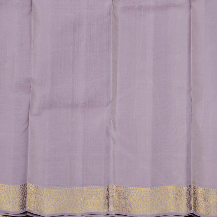 Hayagrivas Handloom Parrot Green Kanjivaram Silk Saree with Lilac Border KBF82D1-3