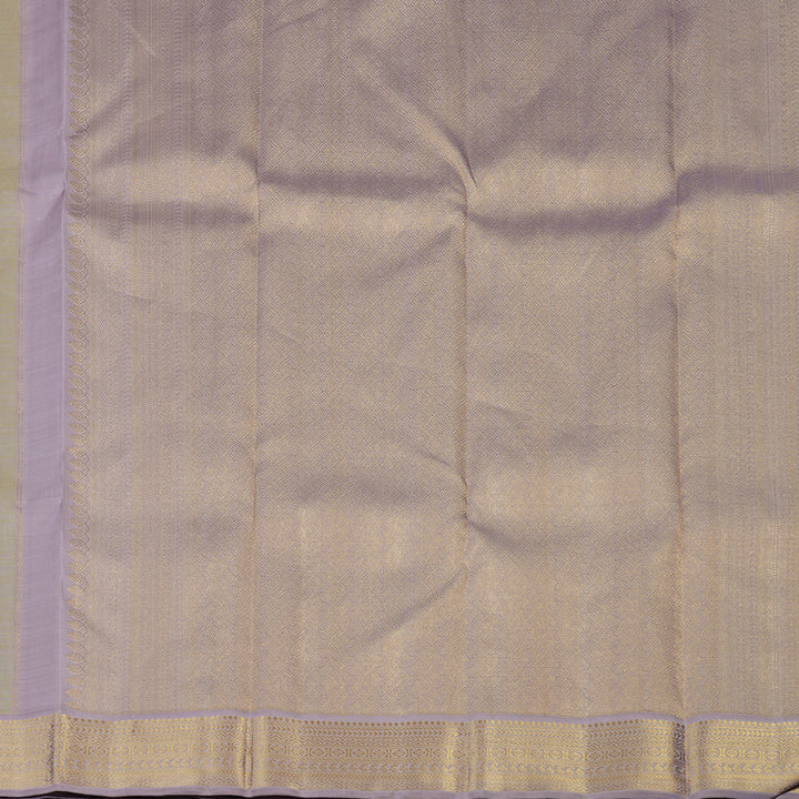 Hayagrivas Handloom Parrot Green Kanjivaram Silk Saree with Lilac Border KBF82D1-3