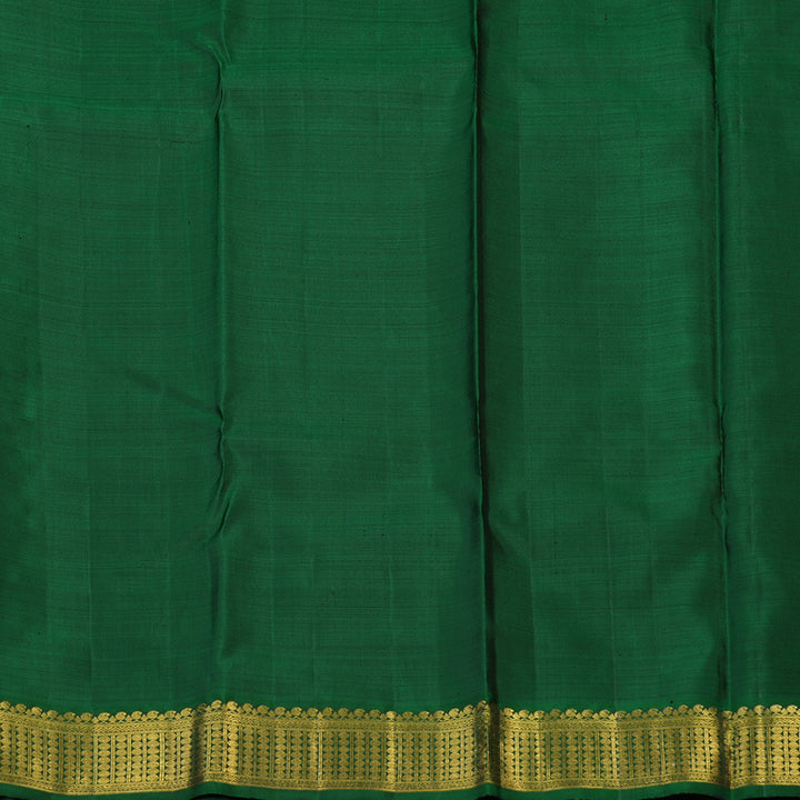 Hayagrivas Handloom Sunset Orange Kanjivaram Silk Saree with Bottle Green Border KBE2525C3-1