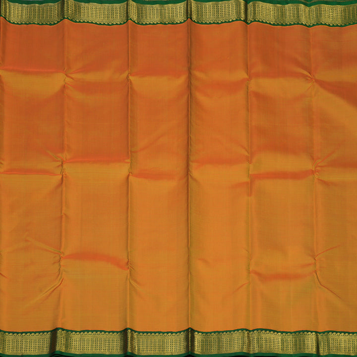 Hayagrivas Handloom Sunset Orange Kanjivaram Silk Saree with Bottle Green Border KBE2525C3-1