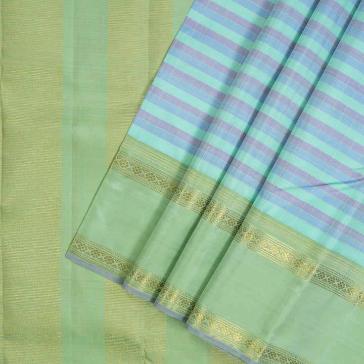 Hayagrivas Handloom Pastel Checks Kanjivaram Silk Saree with Pista Green Border KBE2529C3-1