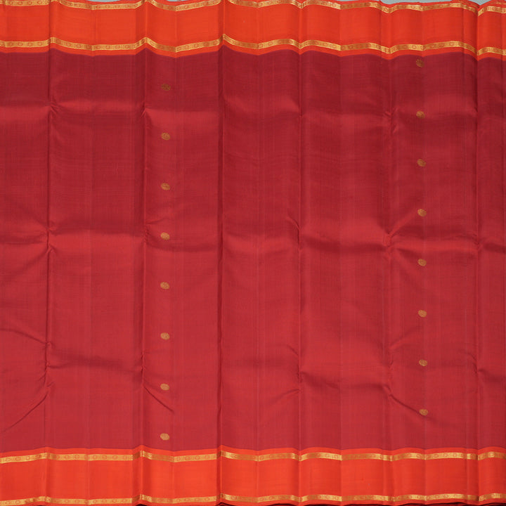 Hayagrivas Maroon Red Handloom Kanjivaram Silk Saree with Orange Border KBE252D3-1