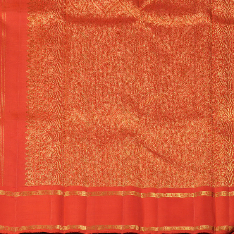 Hayagrivas Maroon Red Handloom Kanjivaram Silk Saree with Orange Border KBE252D3-1