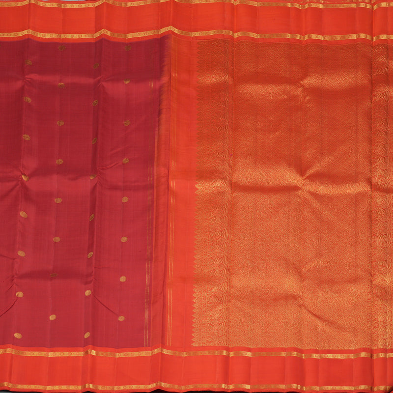 Hayagrivas Maroon Red Handloom Kanjivaram Silk Saree with Orange Border KBE252D3-1