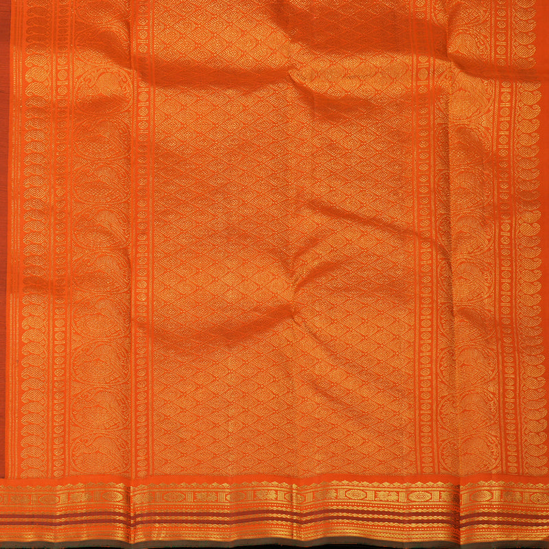 Hayagrivas Handloom Purple Kanjivaram Silk Saree with Orange Border KBE2530C1-1