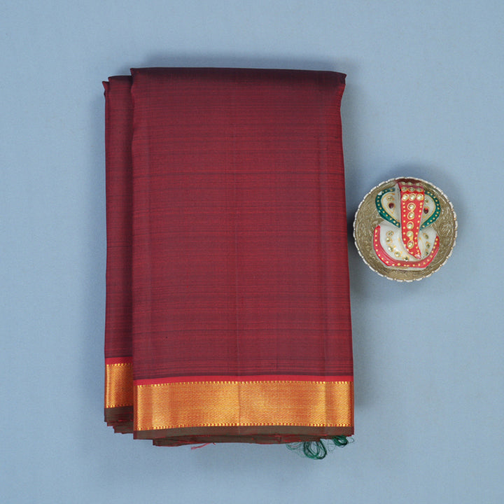 Hayagrivas Handloom Maroon Kanjivaram Silk Saree with Red Border KBE2530C2-2