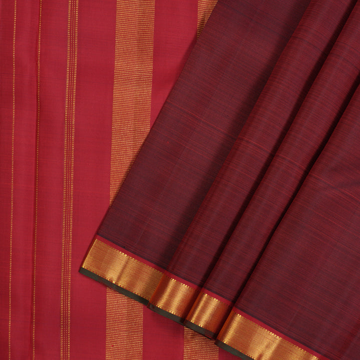 Hayagrivas Handloom Maroon Kanjivaram Silk Saree with Red Border KBE2530C2-2