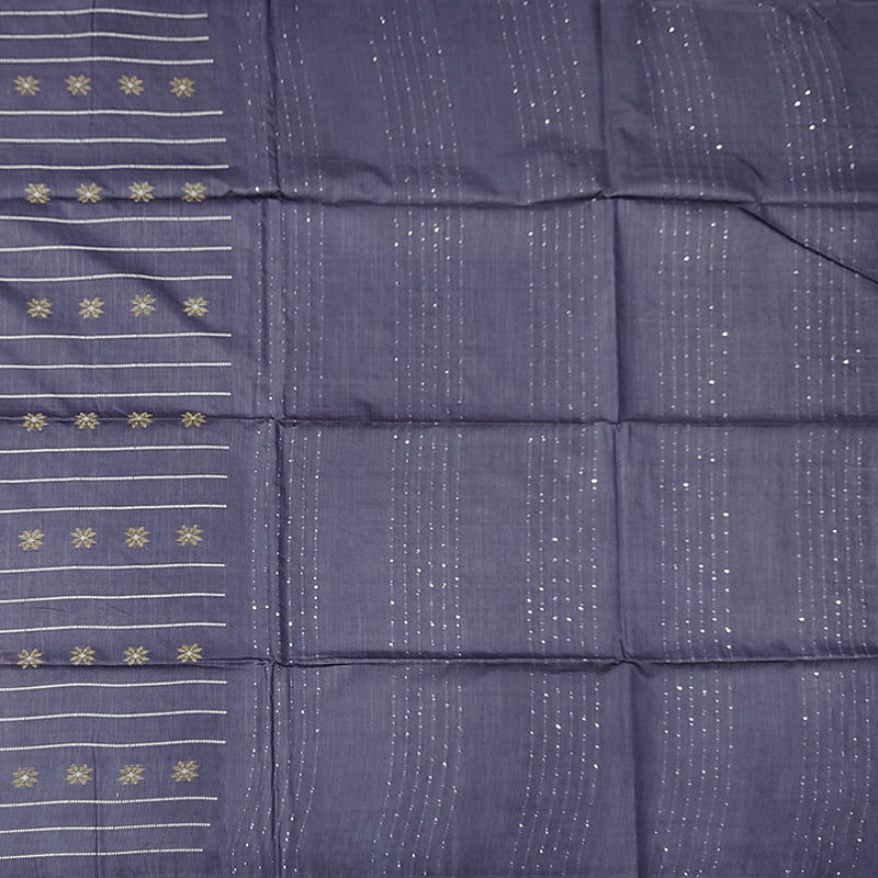 Hayagrivas Bluish-Grey Fancy Cotton Saree KBE2531C2-5