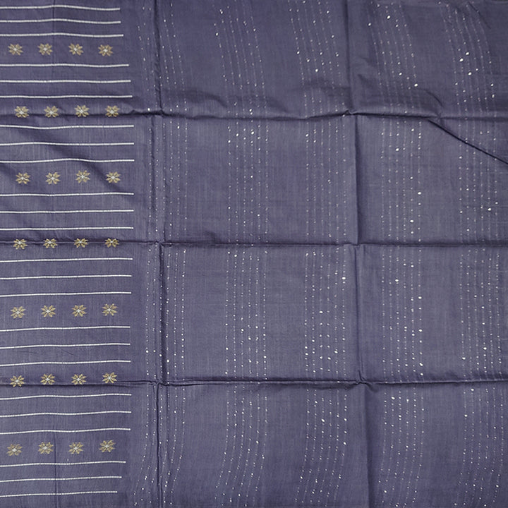 Hayagrivas Bluish-Grey Fancy Cotton Saree KBE2531C2-5