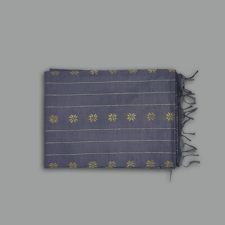 Hayagrivas Bluish-Grey Fancy Cotton Saree KBE2531C2-5