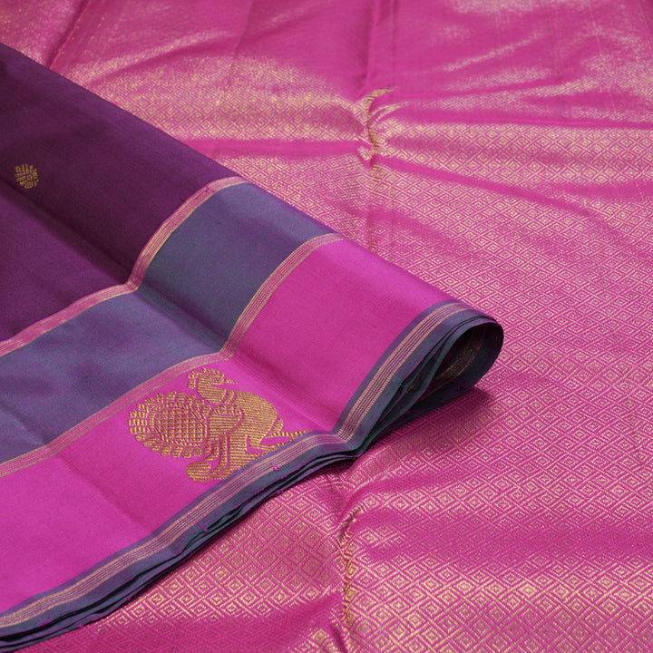 Hayagrivas Handloom Purple Kanjivaram Silk Saree with Vadamalli Purple Border KBE2532C14-1