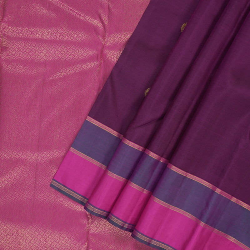 Hayagrivas Handloom Purple Kanjivaram Silk Saree with Vadamalli Purple Border KBE2532C14-1