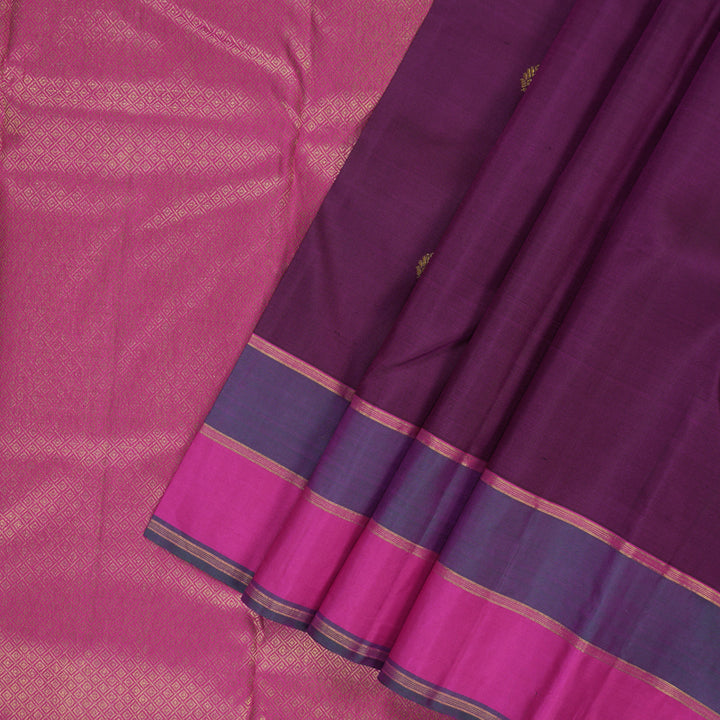 Hayagrivas Handloom Purple Kanjivaram Silk Saree with Vadamalli Purple Border KBE2532C14-1