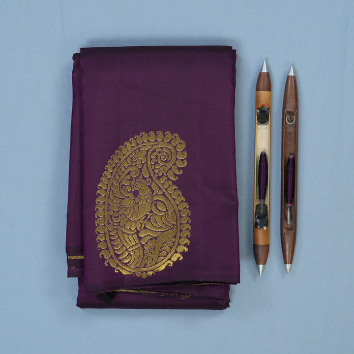 Hayagrivas Handloom Dark Purple Kanjivaram Silk Saree KBE2532C3-1