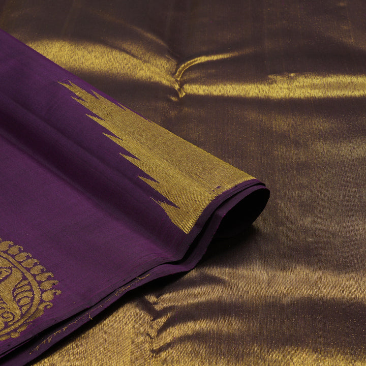 Hayagrivas Handloom Dark Purple Kanjivaram Silk Saree KBE2532C3-1
