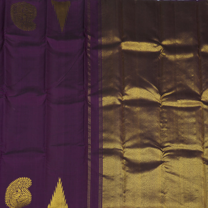 Hayagrivas Handloom Dark Purple Kanjivaram Silk Saree KBE2532C3-1