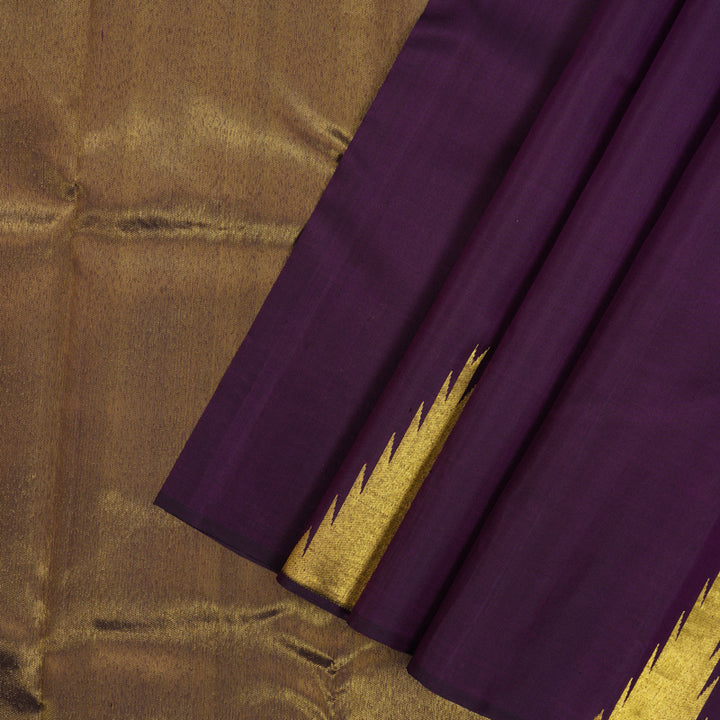 Hayagrivas Handloom Dark Purple Kanjivaram Silk Saree KBE2532C3-1