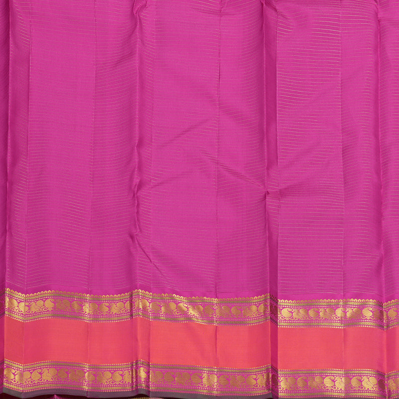 Hayagrivas Handloom Bottle Green Kanjivaram Silk Saree with Orangish-Pink Border KBE2532C8-1
