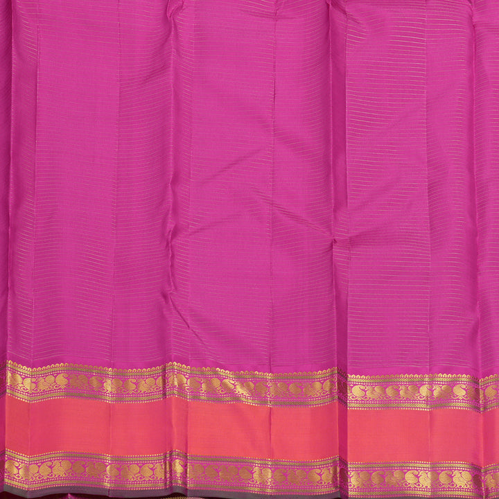 Hayagrivas Handloom Bottle Green Kanjivaram Silk Saree with Orangish-Pink Border KBE2532C8-1