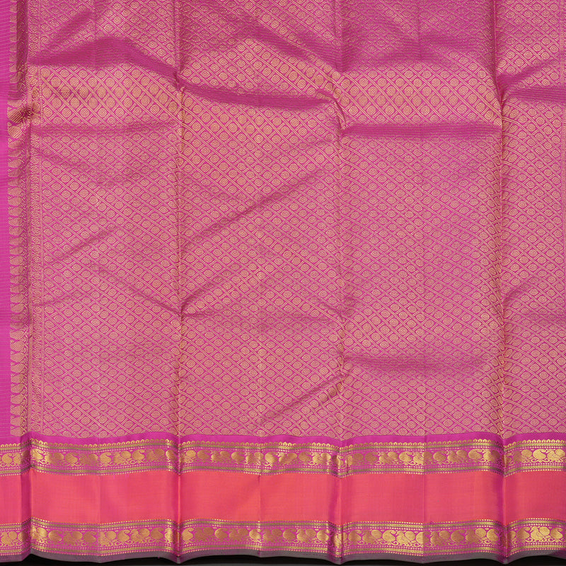 Hayagrivas Handloom Bottle Green Kanjivaram Silk Saree with Orangish-Pink Border KBE2532C8-1