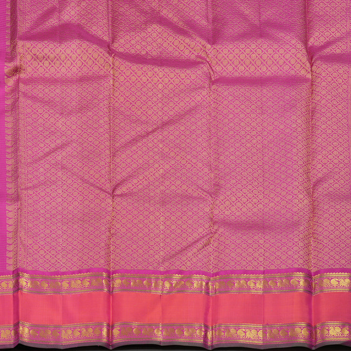 Hayagrivas Handloom Bottle Green Kanjivaram Silk Saree with Orangish-Pink Border KBE2532C8-1