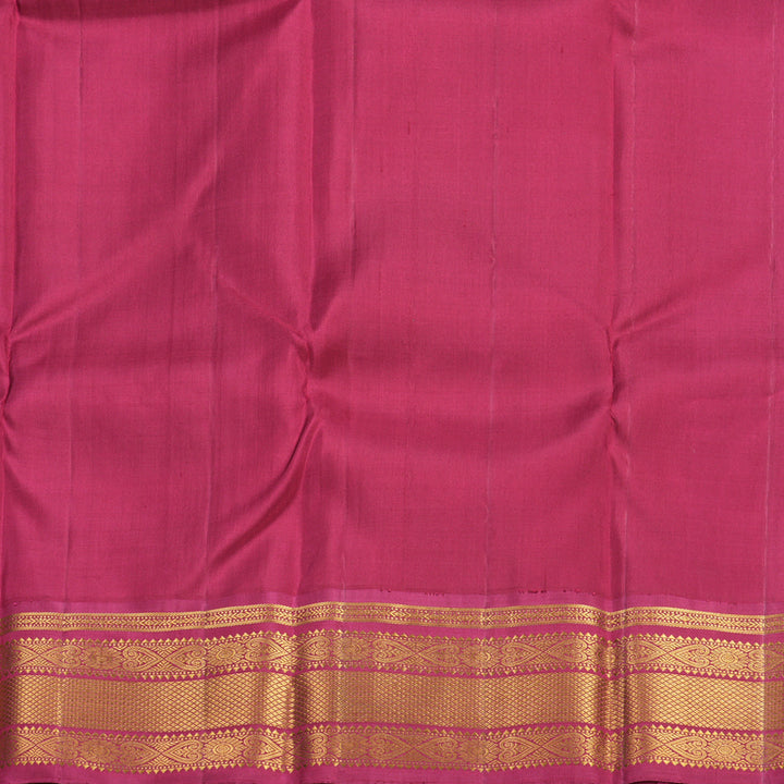 Hayagrivas Handloom Half-White Kanjivaram Silk Saree with Maroon Border KBE2533C2-1