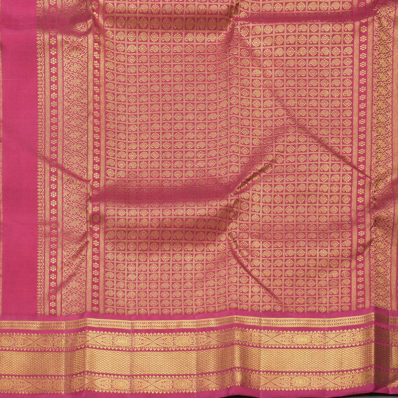 Hayagrivas Handloom Half-White Kanjivaram Silk Saree with Maroon Border KBE2533C2-1