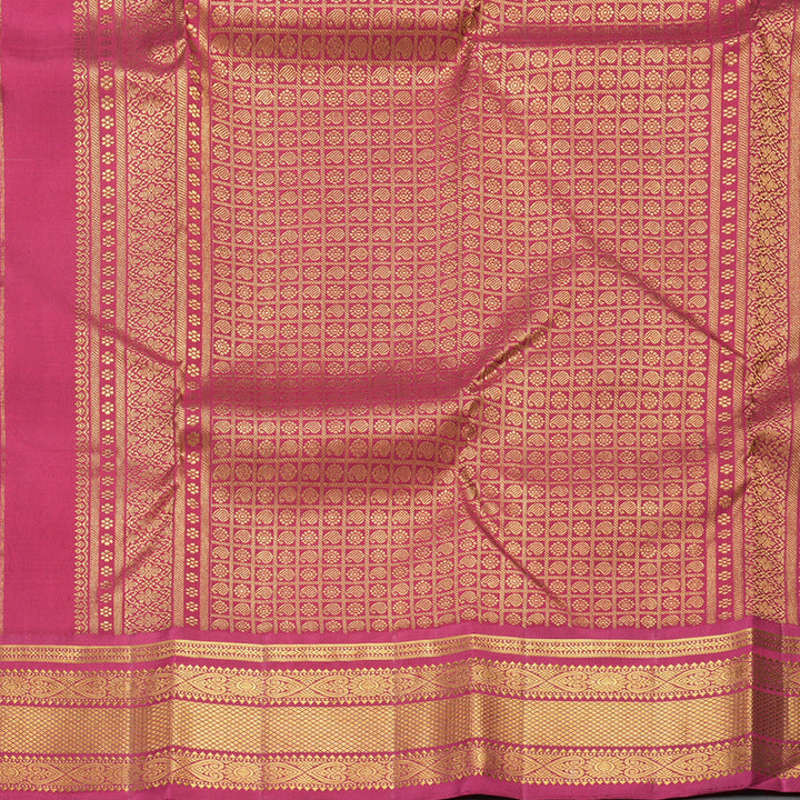 Hayagrivas Handloom Half-White Kanjivaram Silk Saree with Maroon Border KBE2533C2-1