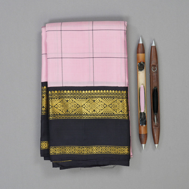 Hayagrivas Handloom Baby Pink Kanjivaram Silk Saree with Deep Nagapazham Border KBE2533C4-2