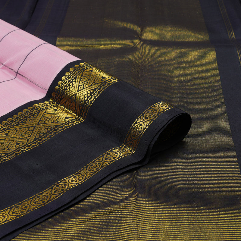 Hayagrivas Handloom Baby Pink Kanjivaram Silk Saree with Deep Nagapazham Border KBE2533C4-2