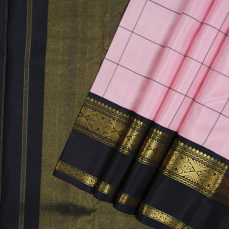 Hayagrivas Handloom Baby Pink Kanjivaram Silk Saree with Deep Nagapazham Border KBE2533C4-2