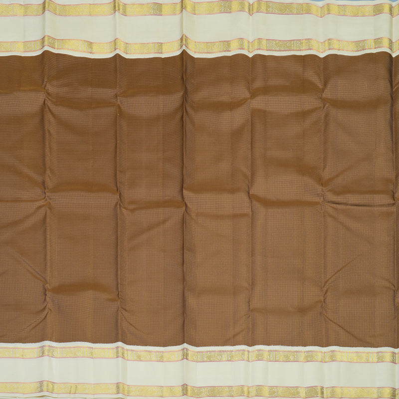 Hayagrivas Handloom Light Chocolate Brown Kanjivaram Silk Saree with Ivory Border KBE2533C9-2