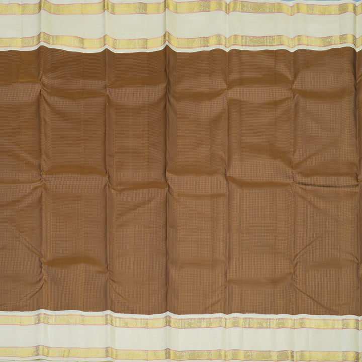 Hayagrivas Handloom Light Chocolate Brown Kanjivaram Silk Saree with Ivory Border KBE2533C9-2