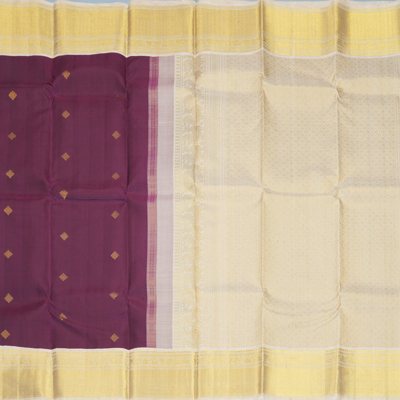 Hayagrivas Handloom Purple Kanjivaram Silk Saree with Ivory Border KBE2533C9-4