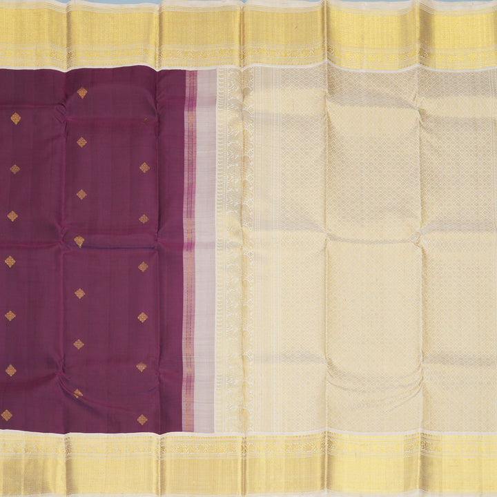 Hayagrivas Handloom Purple Kanjivaram Silk Saree with Ivory Border KBE2533C9-4